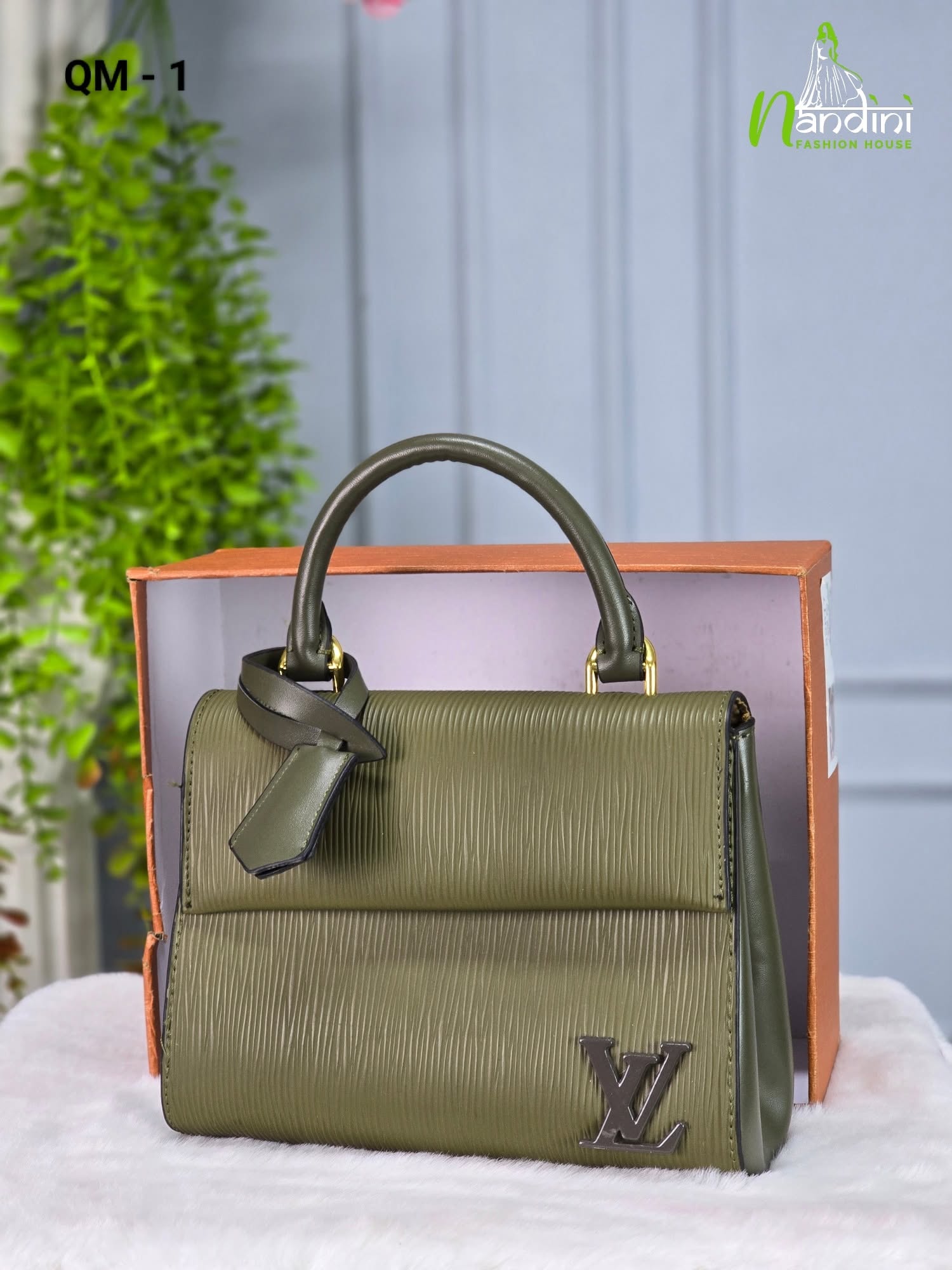 Olive Textured Elegant Satche