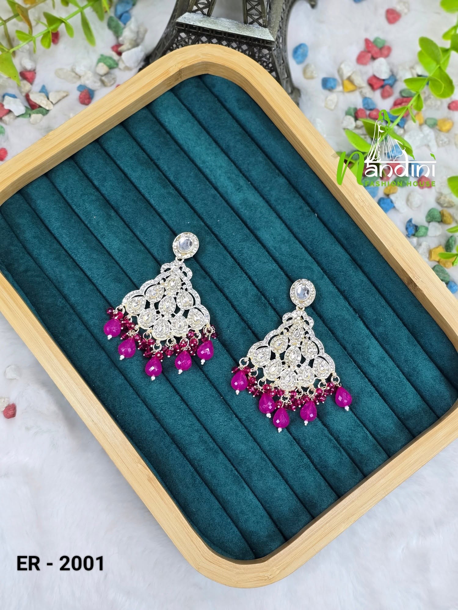 Crystal-Drop Silver Earrings