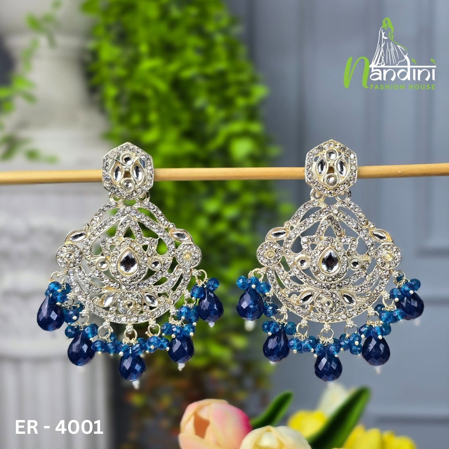 Beaded Crystal Chandbali