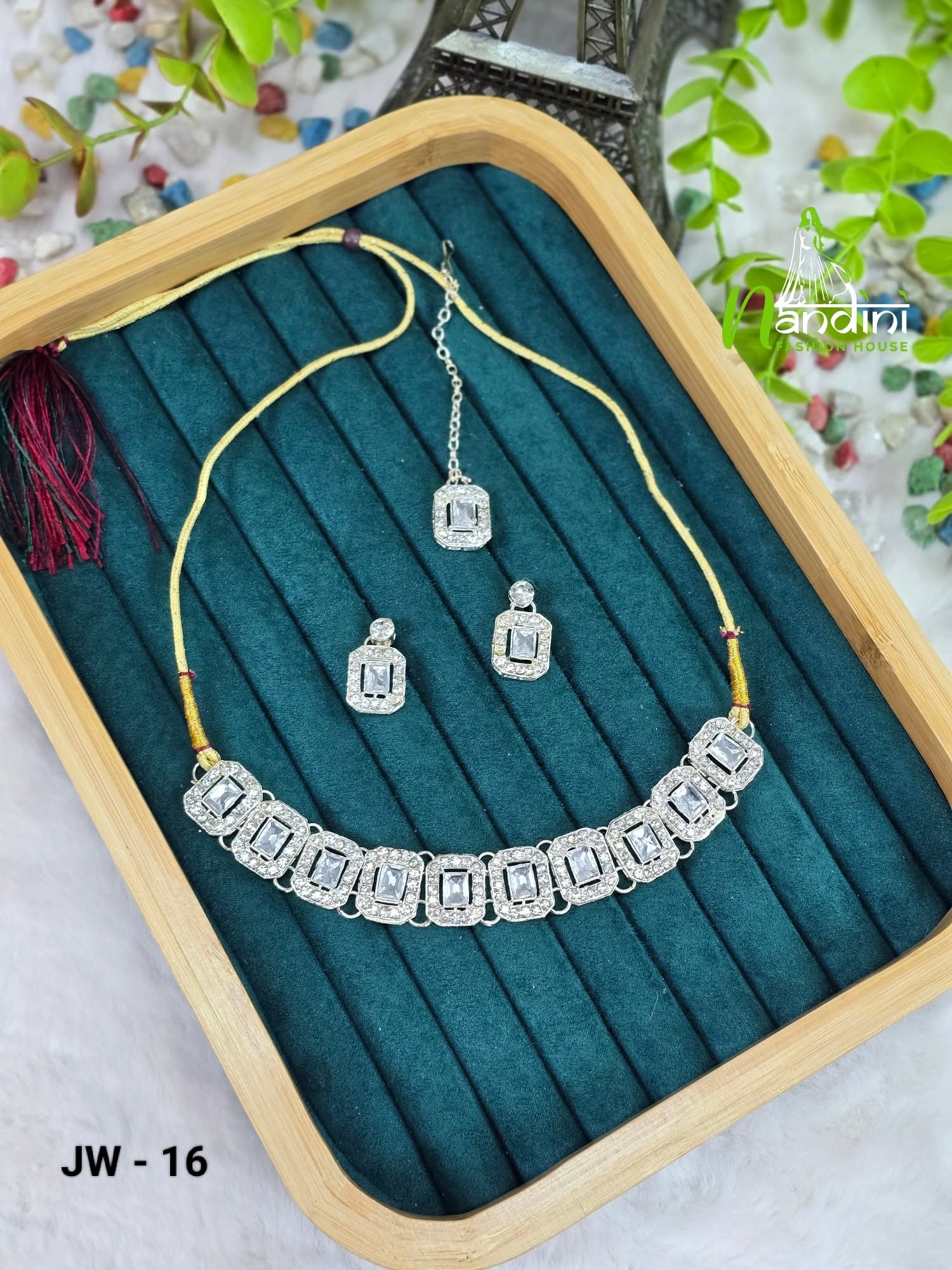 Minimalist Baguette Crystal Necklace Set