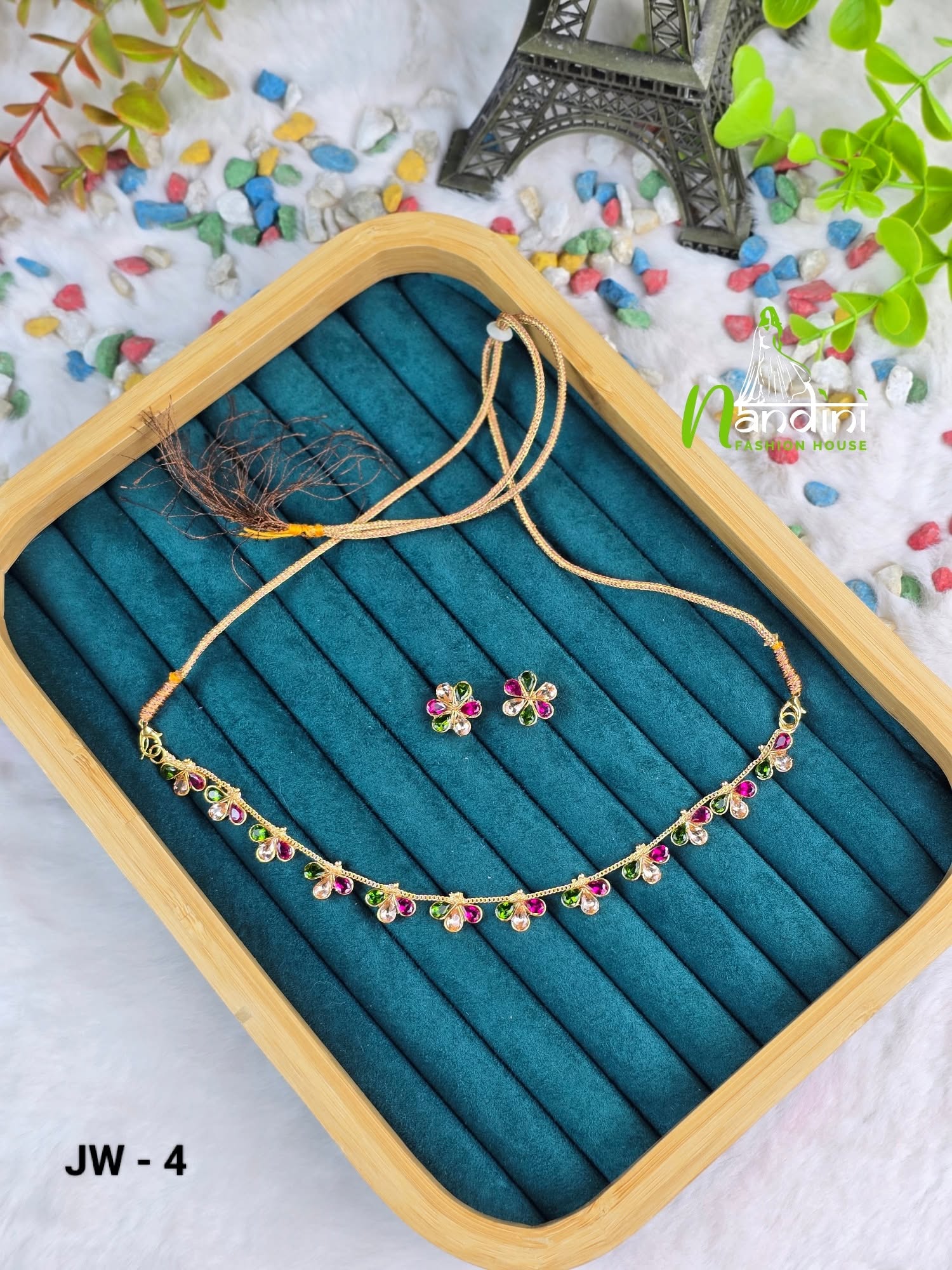 Floral Multi-Color  Necklace Set