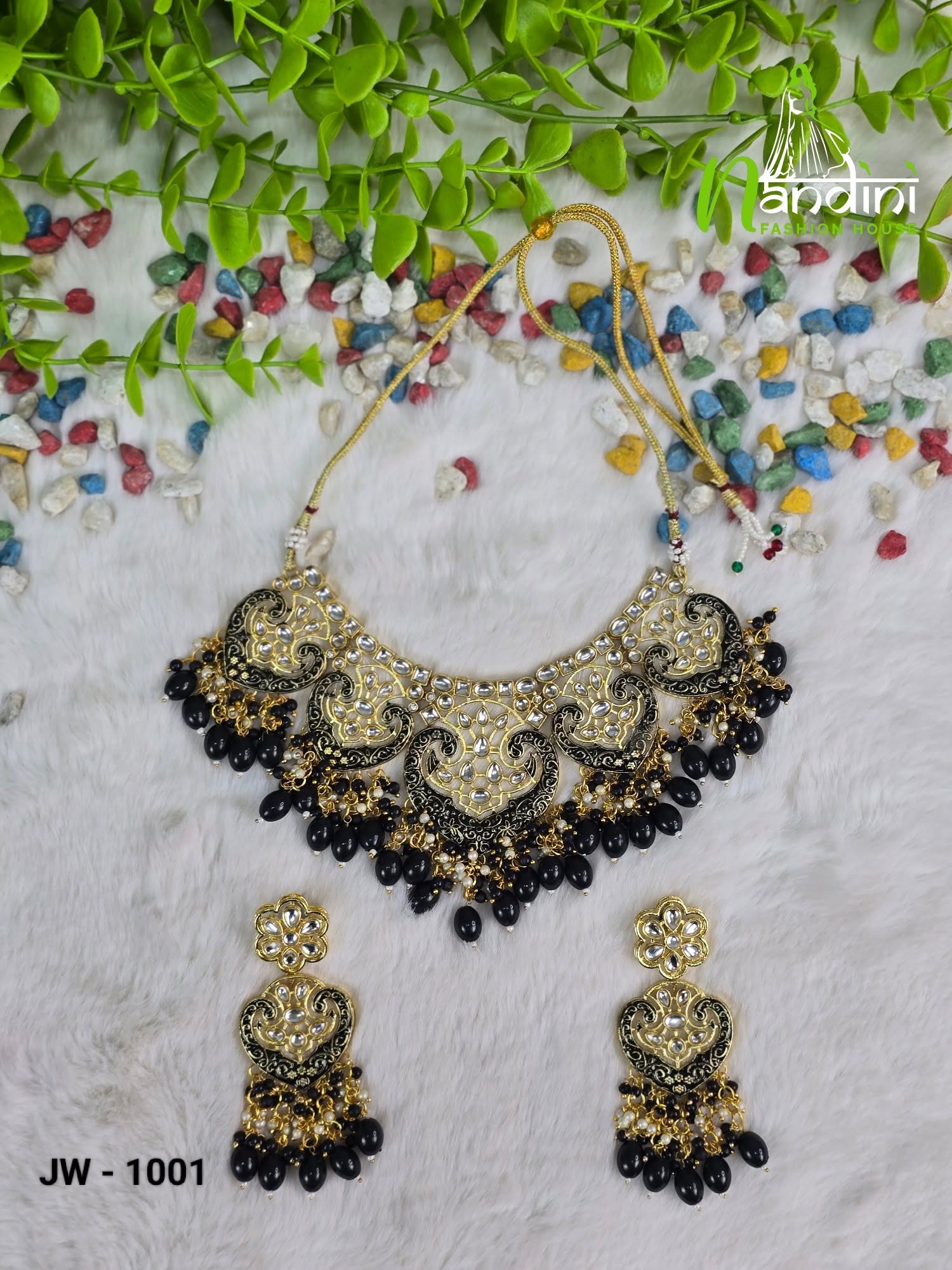 Enamel Kundan Necklace Set