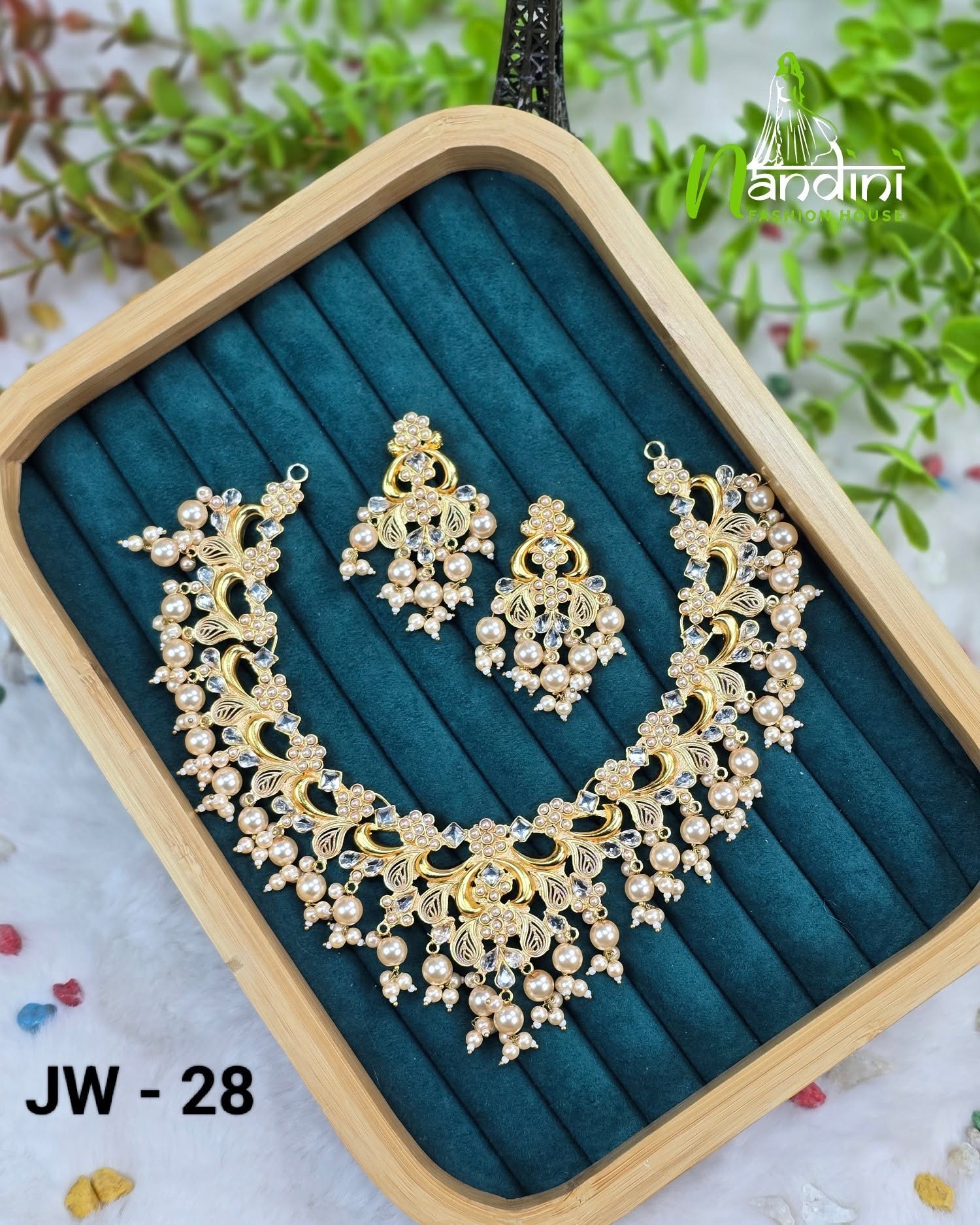 Tone Pearl Necklace Set